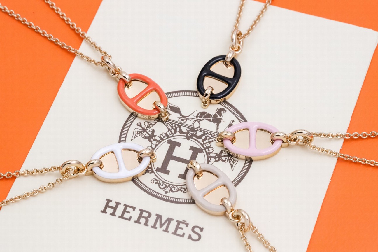 Hermes Enamel Pig Nose Necklace, Whimsical Charm, Crafted To Last