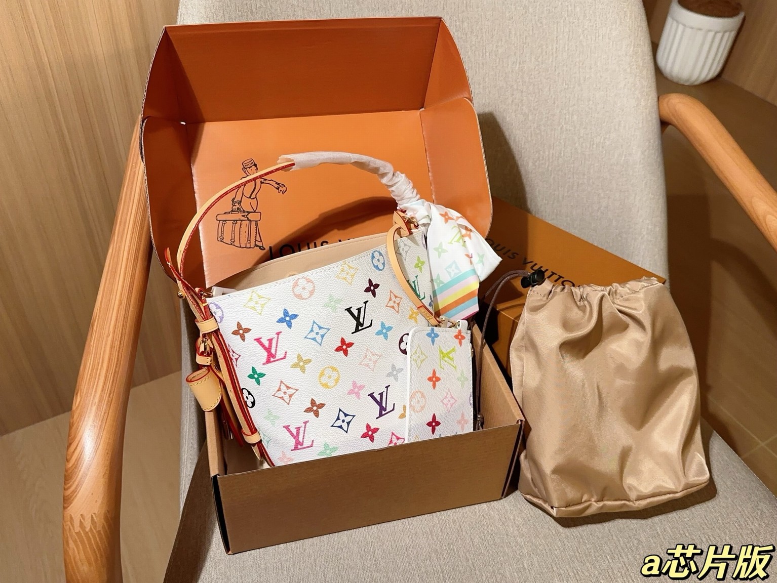 Louis Vuitton X Takashi Murakami All In Bb Bucket Bag, 2025 Re-edition | White Multicolor Monogram | 18cm × 16cm With Detachable Organize