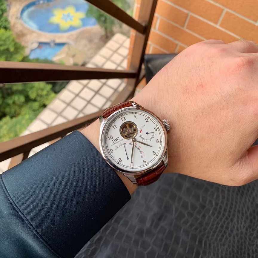 Iwc Portuguese Tourbillon Ref. Iw5044, In-house Automatic Flying Tourbillon Caliber,double-domed Sapphire With Anti-reflective Coating, Deep Blue Guilloché With Mirror-polished Tourbillon Window