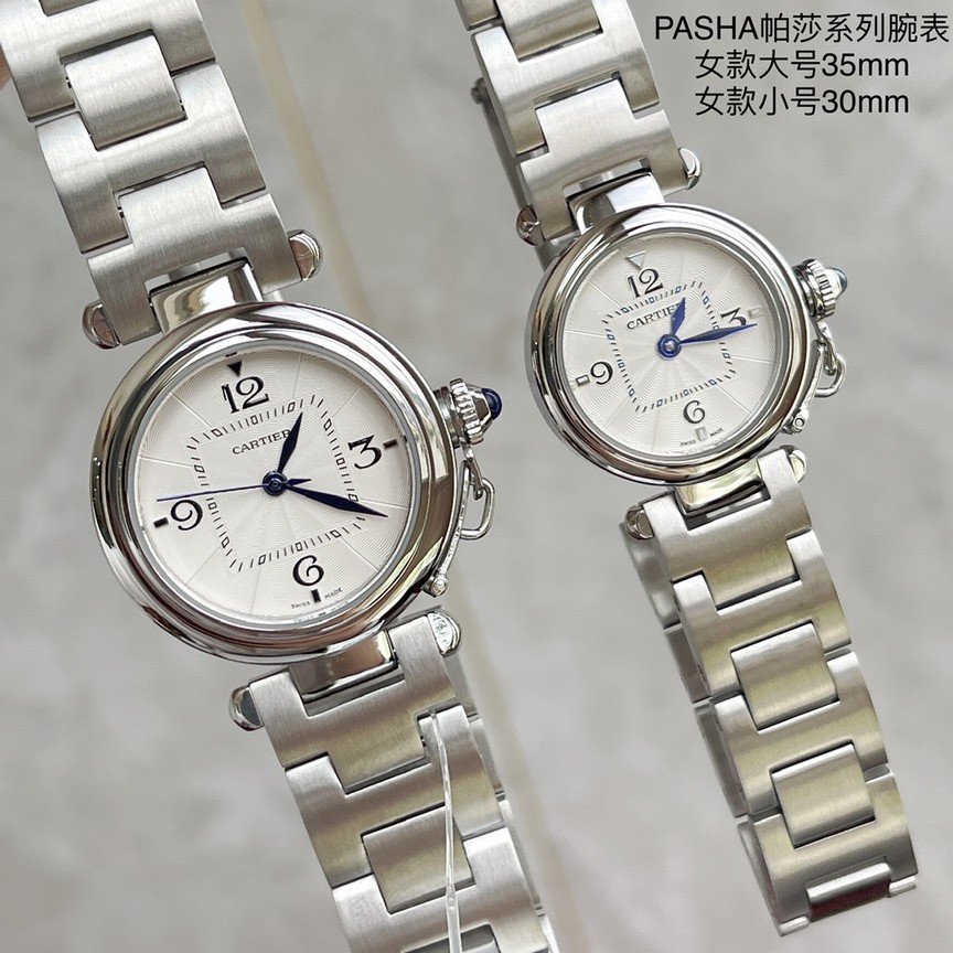 Pasha De Cartier | Where Geometry Meets Grace, Square In A Circle, Timeless In Contrast, 2022 Boutique-synced Sizes: Ladies’ Large 35mm | Petite 30mm