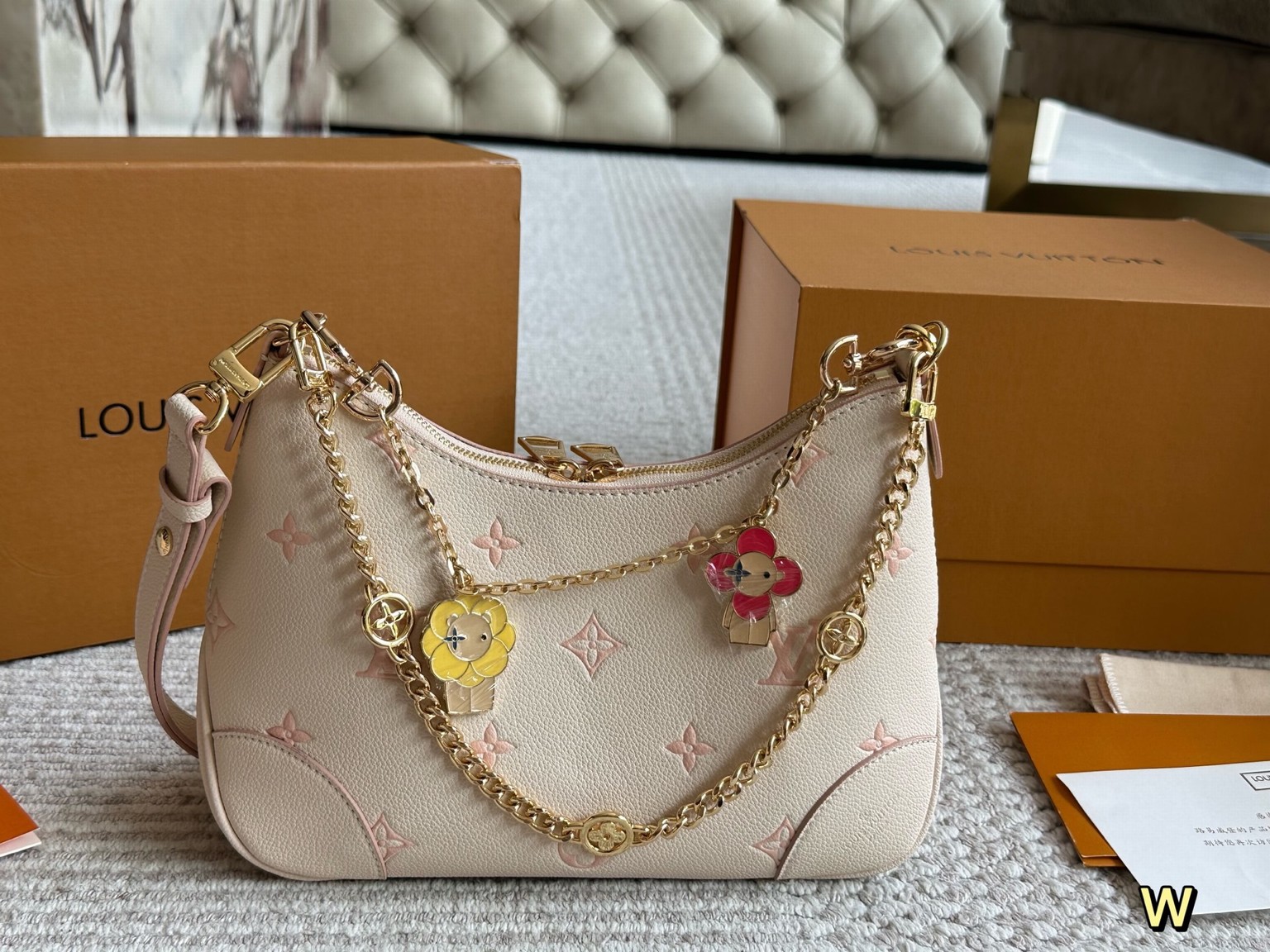 Lv White Strawberry Cream Croissant Bag, Meet Your New Summer Obsession: The Cream White With Strawberry Jam Bag That’s As Delightful As A Sun-kissed Dessert!