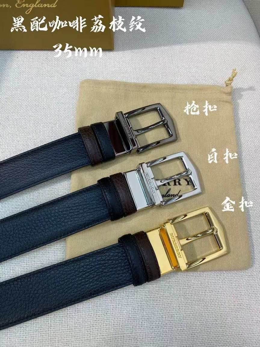 Burberry Italy-crafted Reversible Belt, Dual-wear Flexibility, 3.5cm Premium Calfskin, Glossy Solid Brass Buckle