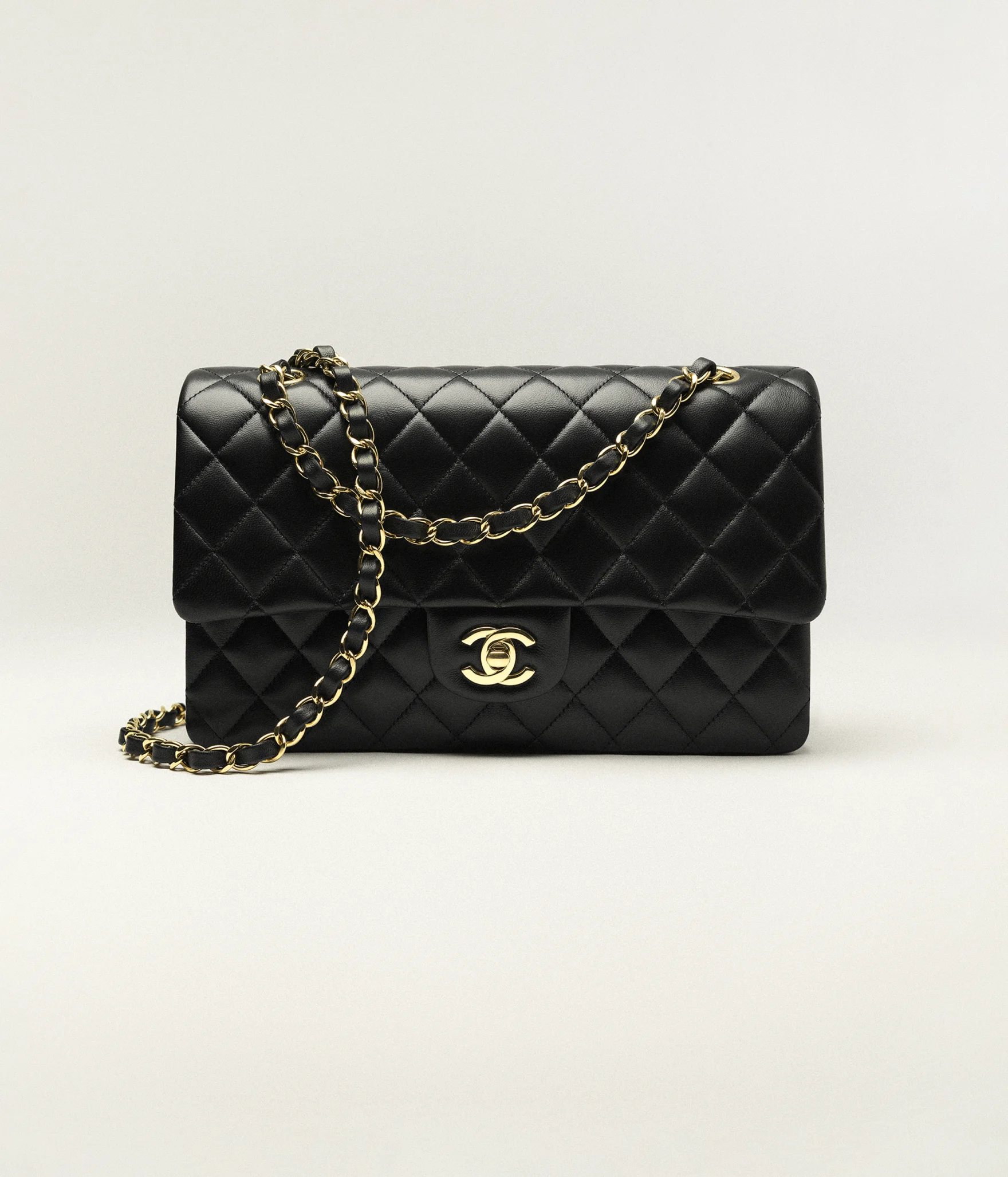 Chanel Classic 11.12 Handbag, Lambskin & Gold-tone Metal, Black — Fashion | Chanel Replica